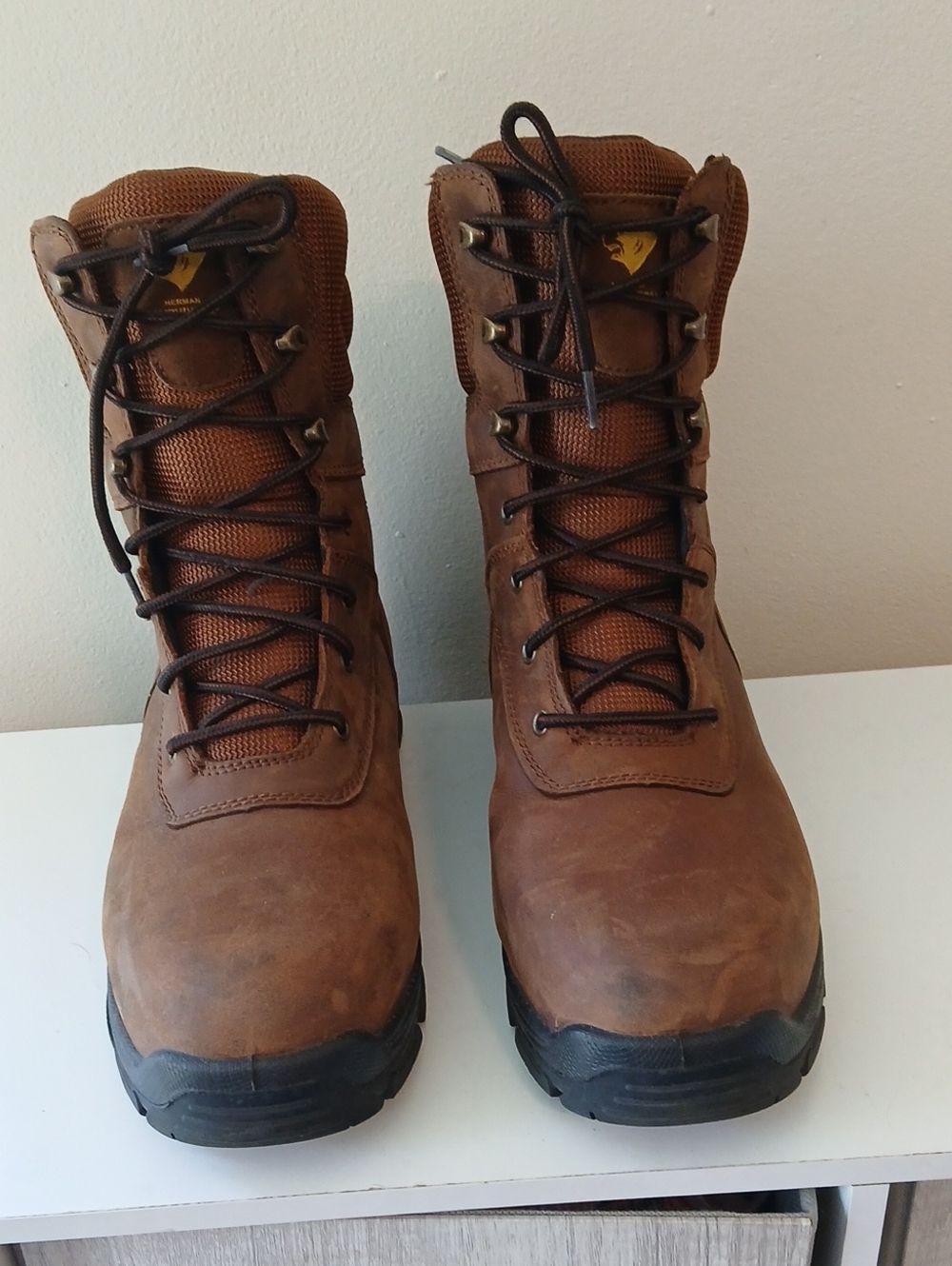 Men's Brown Lace-Up Tactical Work Boots - Reliable Support